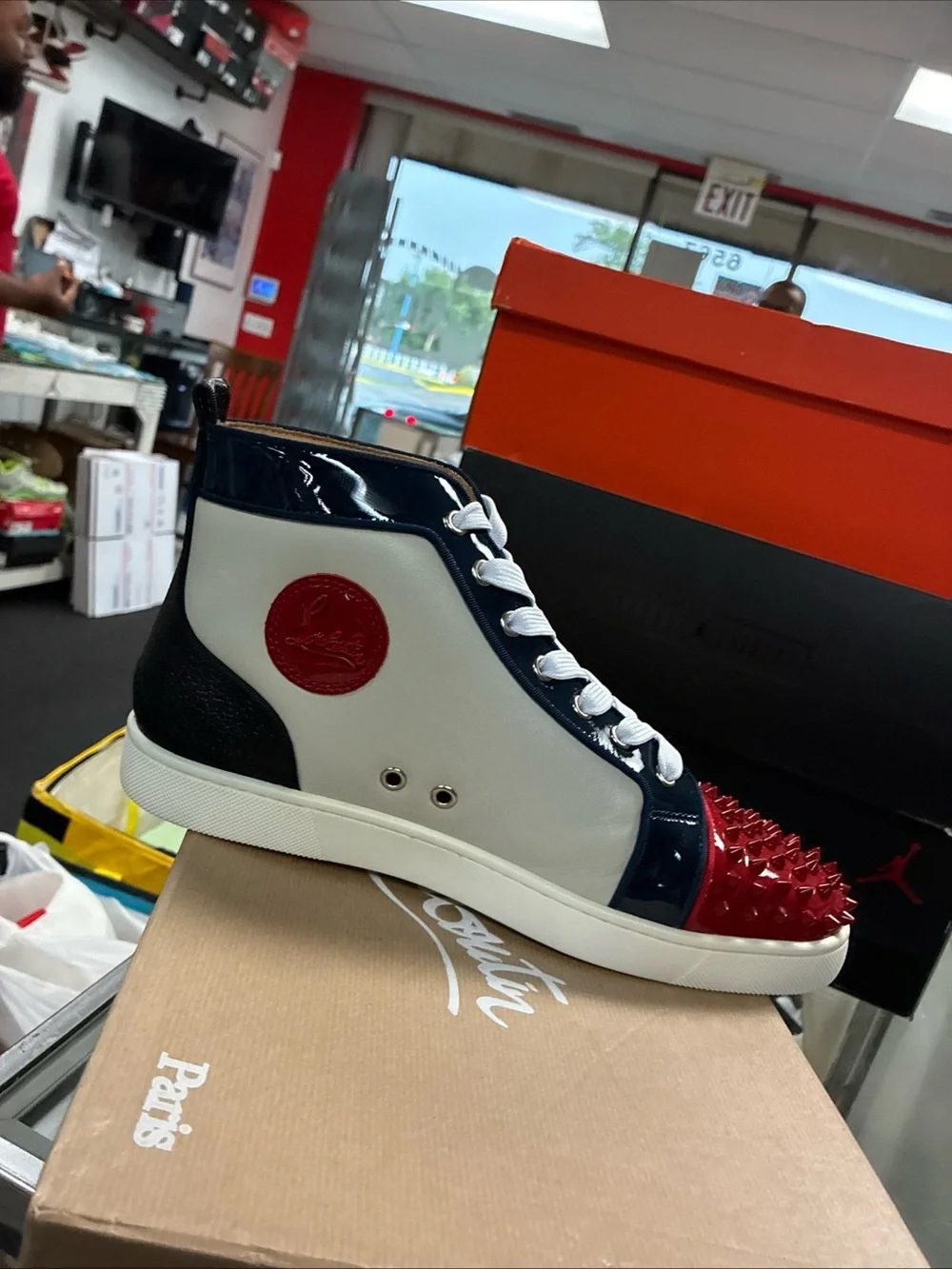 Men’s Christian Louboutin Spiked Sneakers Used Sz 10 Eur 44 With OG Box 📦